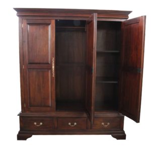 Solid Mahogany Wood 3 Door Drawer Wardrobe Turendav Australia