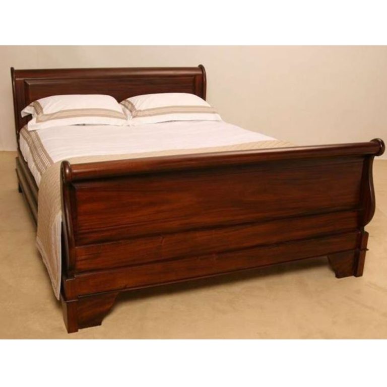 Mahogany Wood Slatted Double Sleigh Bed | Turendav Australia | Antique ...