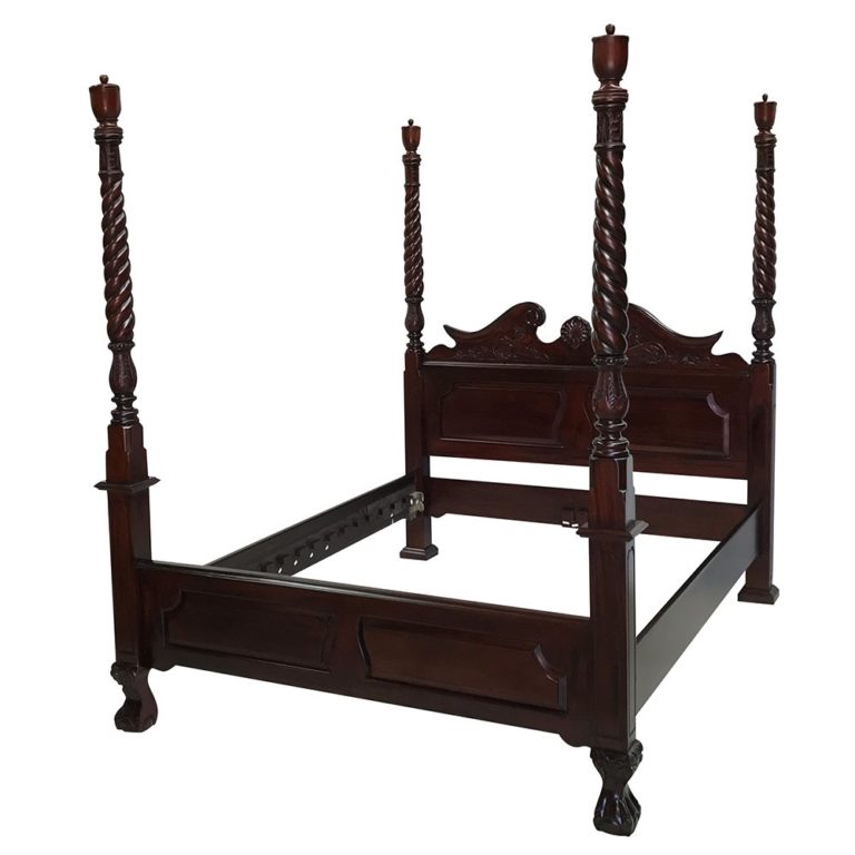 Mahogany Wood King Size Chippendale 4 Poster Bed Turendav Australia Antique Reproduction