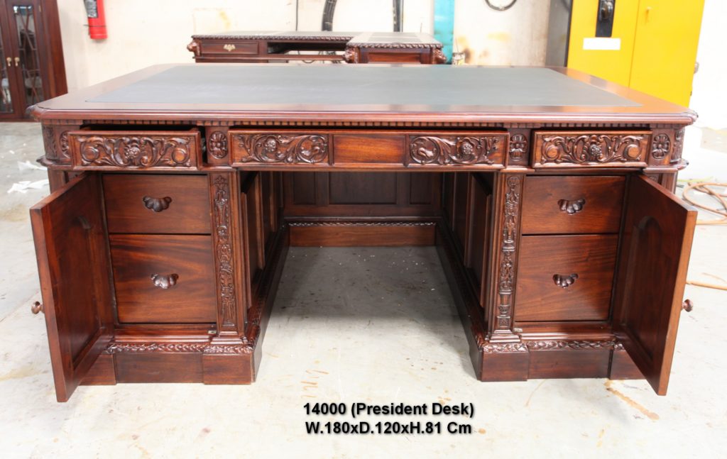 Mahogany Wood Resolute Desk - Hand Carved Office Executive President ...