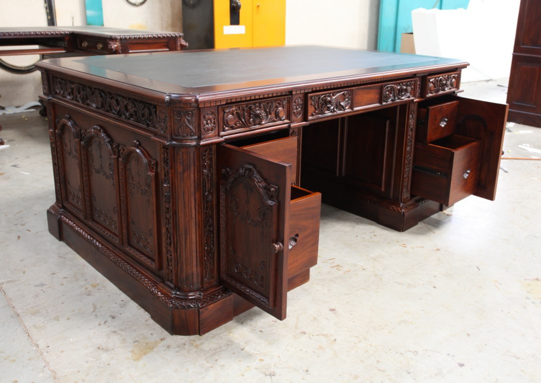 Mahogany Wood Resolute Desk - Hand Carved Office Executive President ...