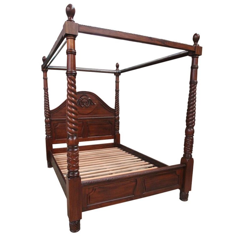 Mahogany Wood Chunky 4 Poster Queen Bed Turendav Australia Antique Reproduction Furniture 