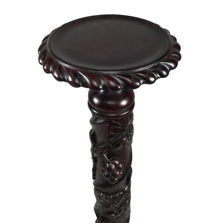 Solid Mahogany Wood Twisted Grape Carved Plant Stand / Flower Stand