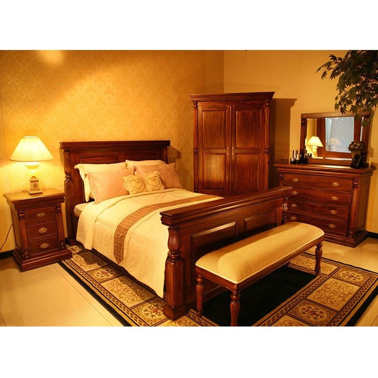 Solid Mahogany Wood Antique Empire Style Bedroom Available in Queen