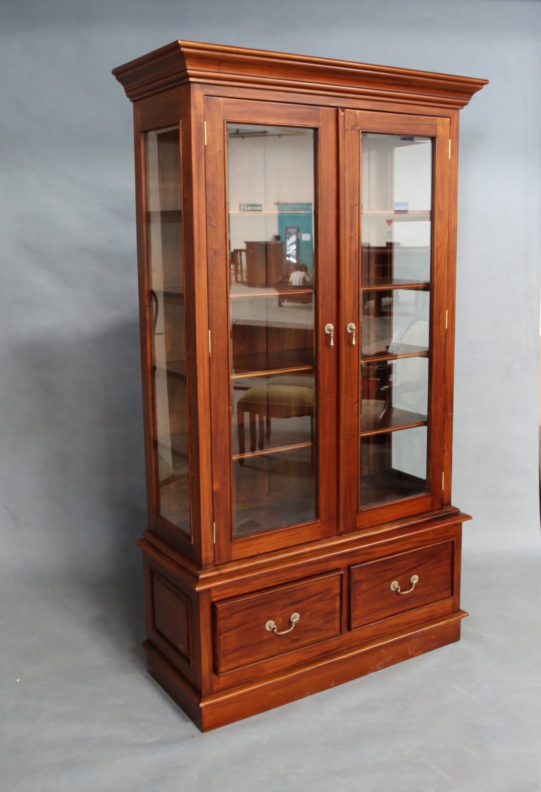 Solid Mahogany Timber Book Case With 2 Drawers | Turendav Australia ...