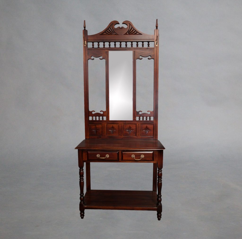 Solid Mahogany Wood Hall Stand With 2 Drawers | Turendav Australia ...