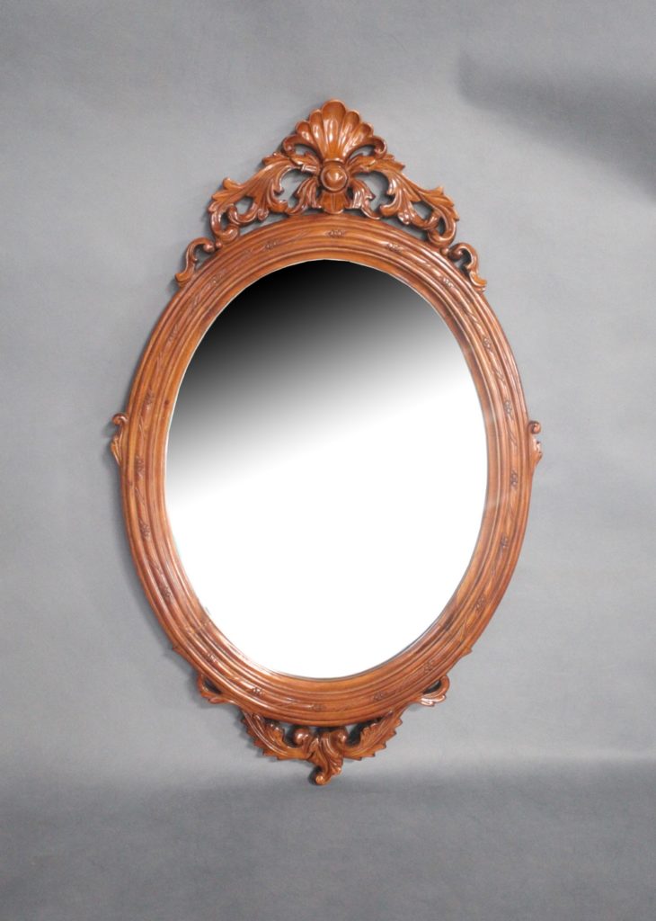 Solid Mahogany Wood Hand Carved Bevelled Oval Wall Mirror Turendav